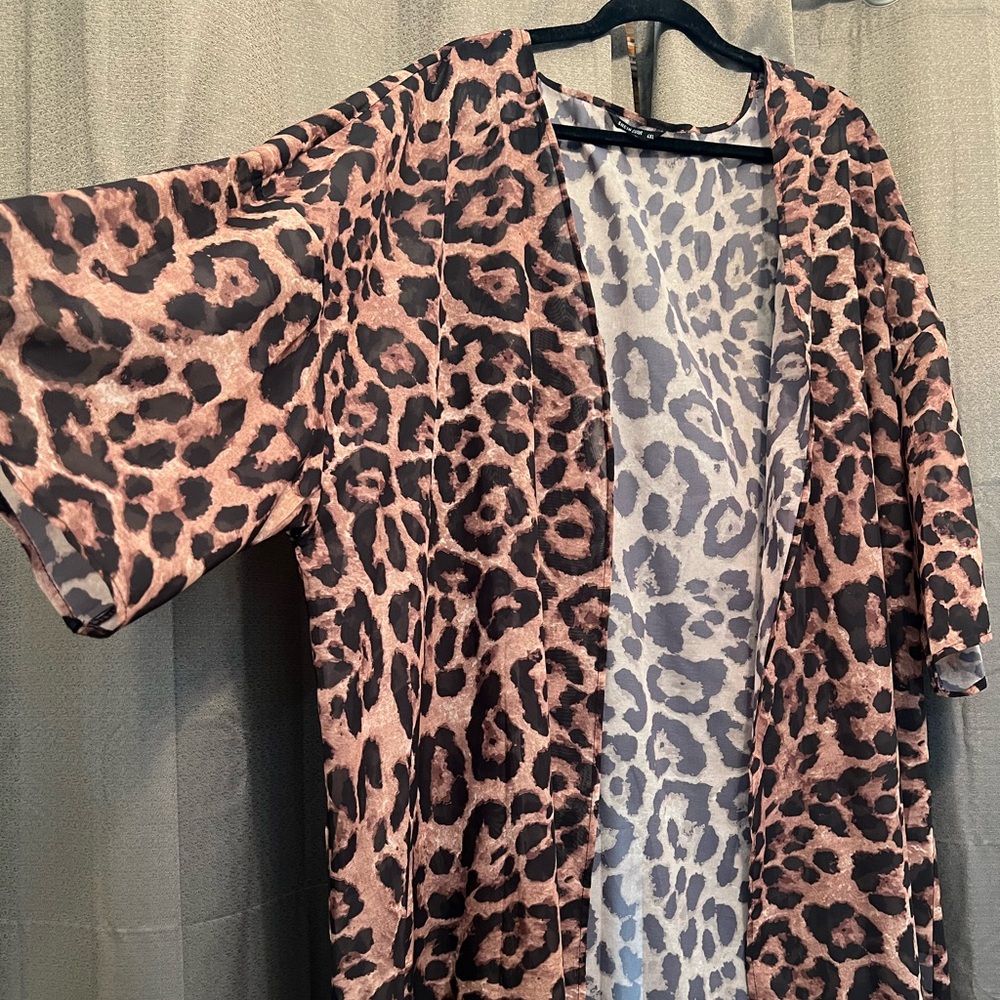 Leopard Print Kimono Split Side Open Front 4xl Fi… - image 4